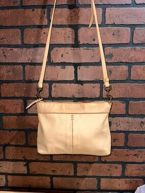American Eagle Cream Leather Crossbody Bag with Adjustable Strap